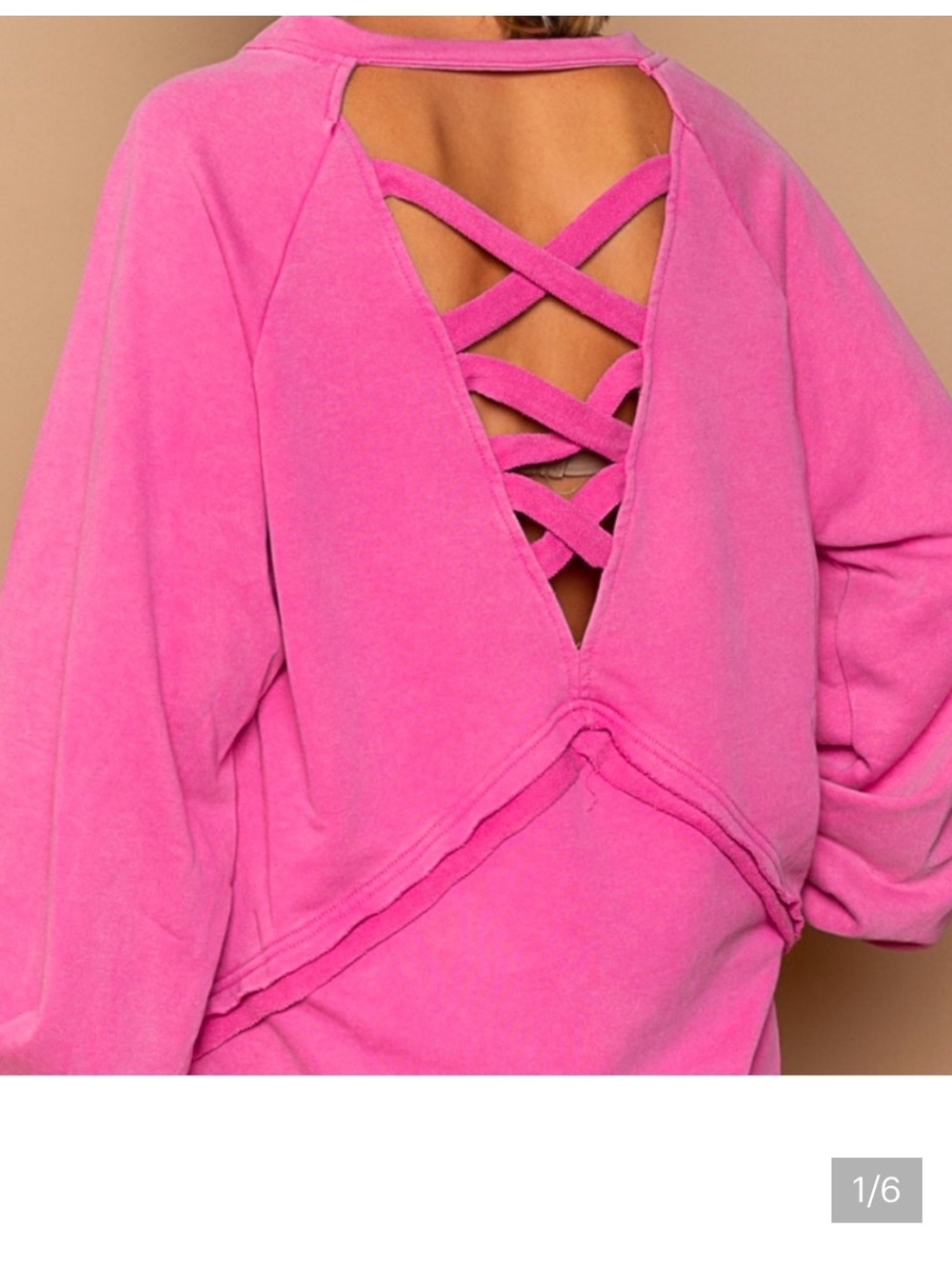 POL Pink Cut-Out Back Sweatshirt Pink Size small